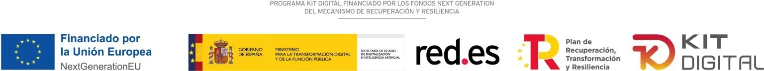 Programa Kit Digital financiado por los fondos Next Generation EU del Mecanismo de Recuperación y Resiliencia. Financiado por la Unión Europea, Gobierno de España, Ministerio para la Transformación Digital y de la Función Pública, Red.es, Plan de Recuperación, Transformación y Resiliencia